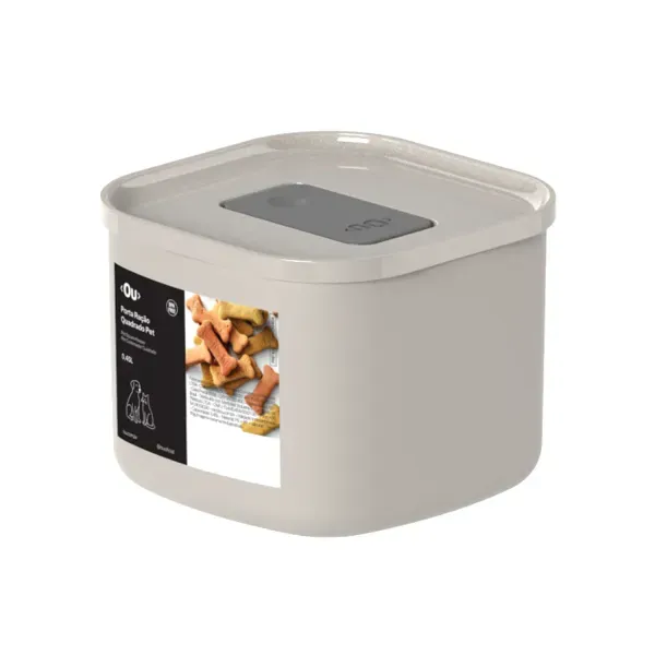 Porta Ração Quadrado Bege Ou 450 ml
